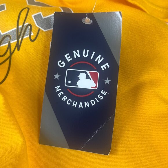 Majestic Pittsburgh Pirates Tshirt Womens Small Yellow V-Neck MLB New - Picture 10 of 11